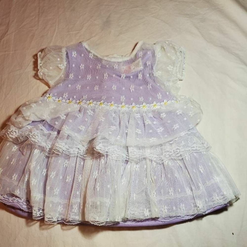 Youngland Baby Girls A-Line Dress Purple Floral Scoop Lace Stretch 18 Months